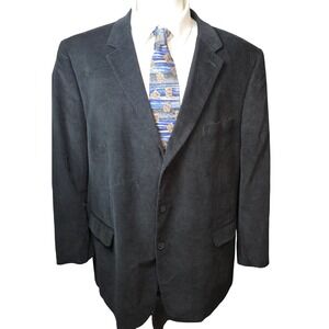 Andrew Fezza Men's 54L Corduroy Blazer Black‎ Two Button Sport Coat Jacket Lined